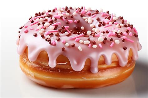 Premium AI Image | Pink Sprinkle Donut on Isolated Background Generative AI