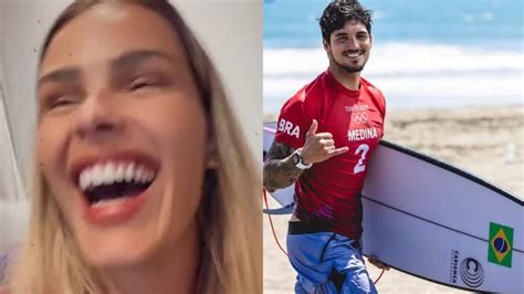 À distância Yasmin Brunet não contém emoção após Gabriel Medina