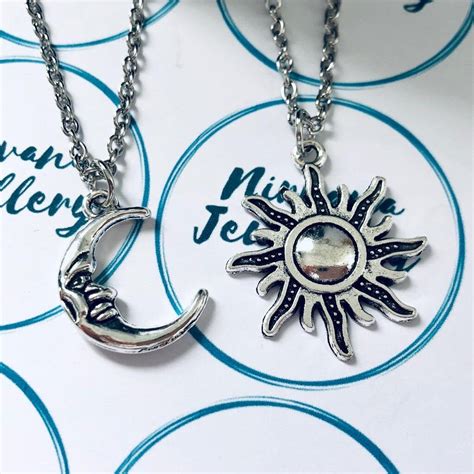 2 Piece Sun And Moon Necklace Necklace Set Lunar Necklace Etsy