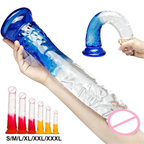 Crystal Jelly Huge Dildo Realistic Penis Anal Butt Plug Sexy Toys For