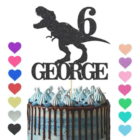 Dinosaur Cake Topper Personalised Any Name Age Cake Decoration Birthday