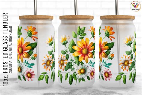 Spring Flower 16 Oz Frosted Can Wrap Graphic By Digiartdesign