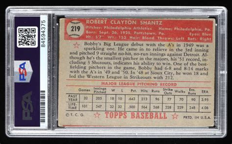 Bobby Shantz Signed Topps Inscribed A L M V P Psa