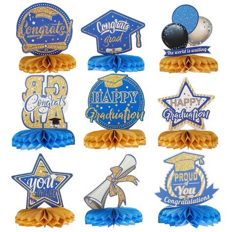 9pcs Graduation Party Decorations Graduation Honeycomb Table ...