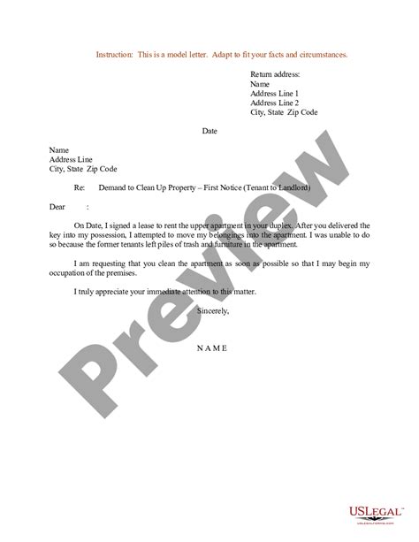 Indiana Sample Letter Regarding Demand To Clean Up Property Letter