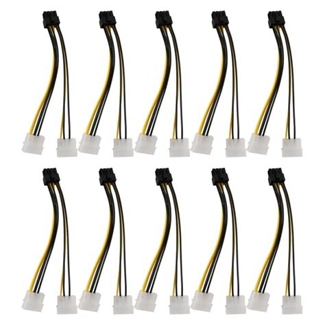 10pcs 2 Molex 4 Pin To 8 Pin Pci Express Video Card Pci E Atx Psu Power Converter Cable Molex To