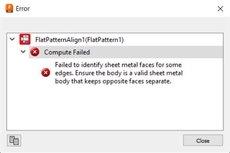 Compute Failed Failed To Identify Sheet Metal Faces[ ] When