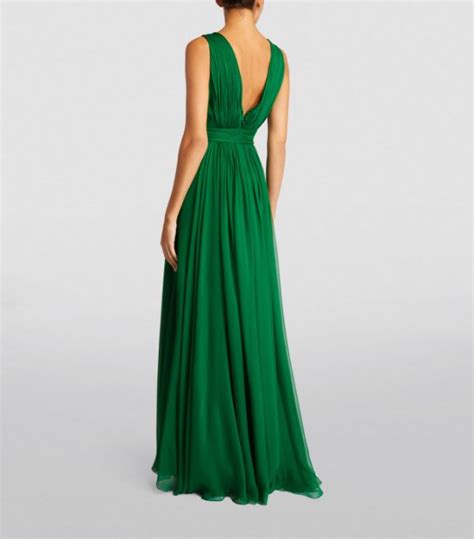 Womens Zuhair Murad Green Silk Chiffon Pleated Gown Harrods Uk