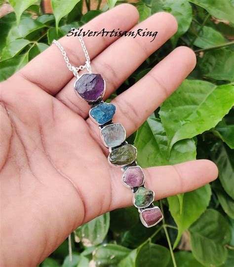 7 Chakras Stone Healing Handmade Pendant Real Raw Gemstones Etsy