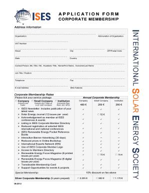 Fillable Online Corporate Application Form International Solar Energy