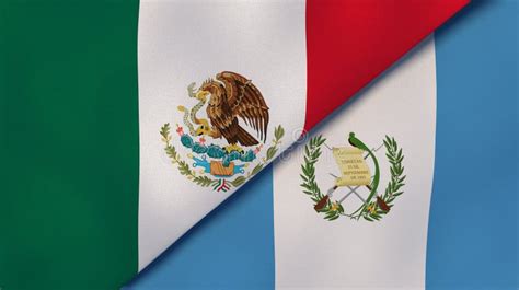 Mexico And Guatemala Flags With Scar Concept Waving Flag D Rendering