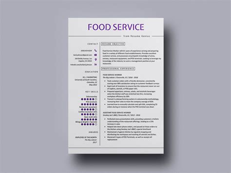 Free Food Service Resume Template For Your Next Job Opportunity