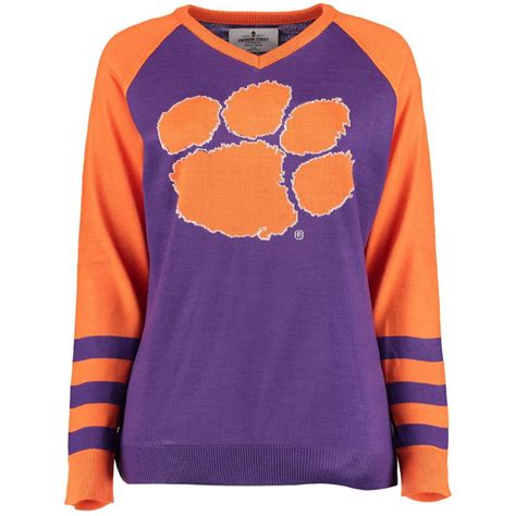 Clemson Tigers Women S Logo V Neck Sweater Purple Clemson Outfits Clemson Tigers Clemson