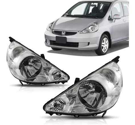 Par Farol Honda Fit 2007 2008 Mascara Cromada Frete grátis