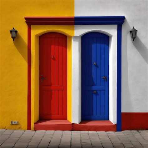 Premium AI Image | front view of a colorful house in a minimalist style ...