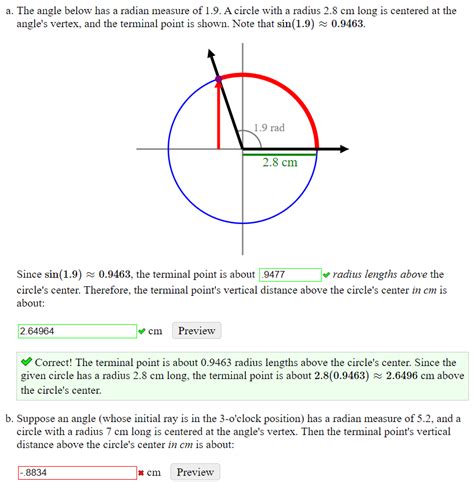 Solved A The Angle Below Has A Radian Measure Of 1 9 A Chegg