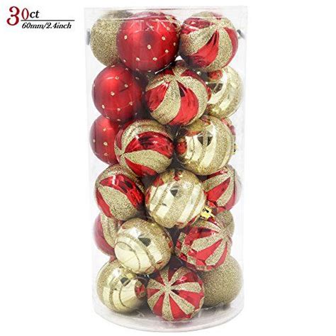 Valery Madelyn 30ct 60mm Luxury Red Gold Christmas Ball Ornaments