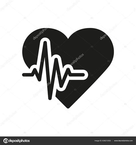 Human Heart Beat Silhouette Symbol Cardiogram Sign Healthy Pulse Rhythm