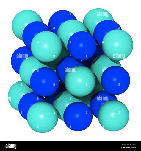 Model of the cubic crystal lattice of sodium chloride (pure common salt). The cubic crystal ...