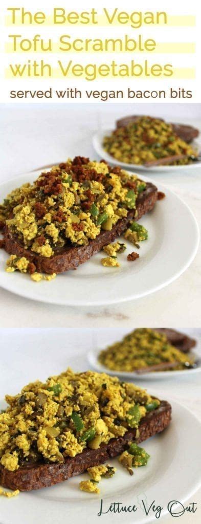 The Best Vegan Tofu Scramble Recipe With Vegetables Served With Vegan Bacon Scrambled Tofu