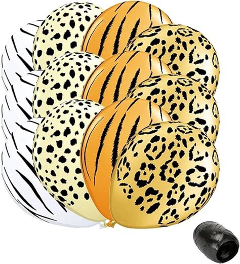 12pcs Jungle Animal Print Balloons Safari Print Latex