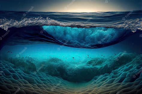 Premium Photo Generative Ai Illustration Of Ocean Depth Underwater