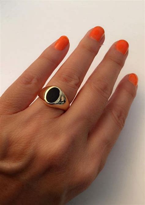 Signet Ring Women Ring Pinky Ring Onyx Signet Ring Gold Etsy