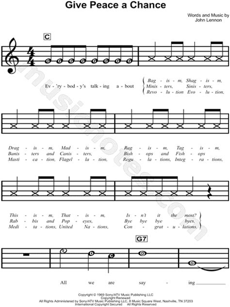 John Lennon Give Peace A Chance Sheet Music For Beginners In C Major