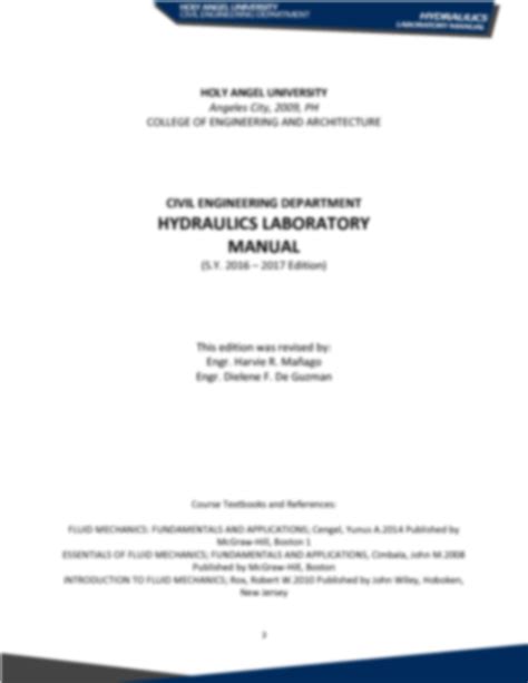 SOLUTION Hydraulics Laboratory Manual Studypool