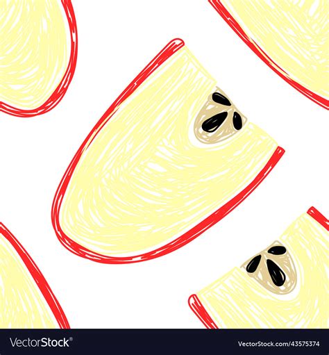 Apple Fruit Seamless Pattern Food Sketch Vector Image