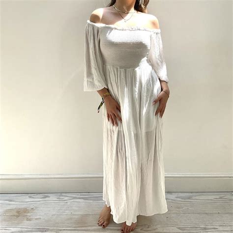 Vintage White Maxi Dress River Island Size Depop