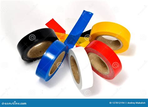 Rolls of Colored Duct Tape on White Background Stock Photo - Image of ...