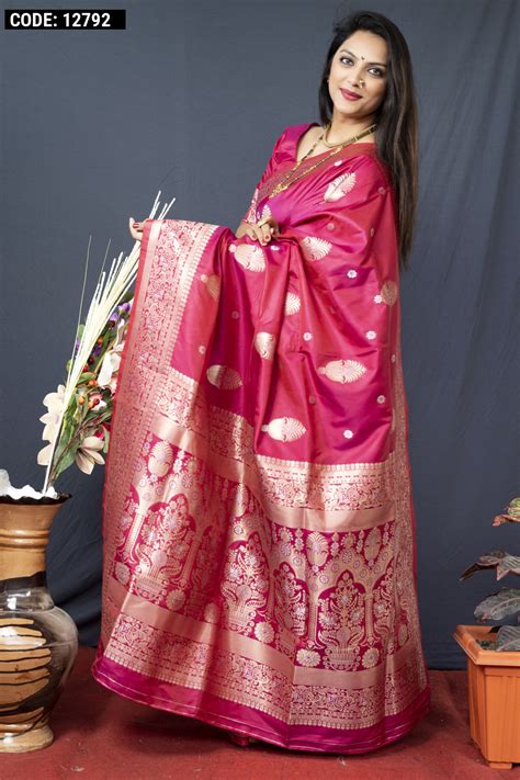 Pink Color Soft Kanchipuram Silk Saree With Zari Weaving Work