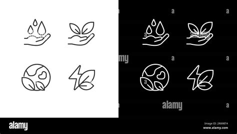 Natural Sources Protection Pixel Perfect Linear Icons Set For Dark