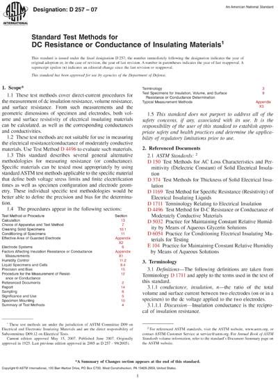 ASTM D257 07 Standard Test Methods For DC Resistance Or Conductance