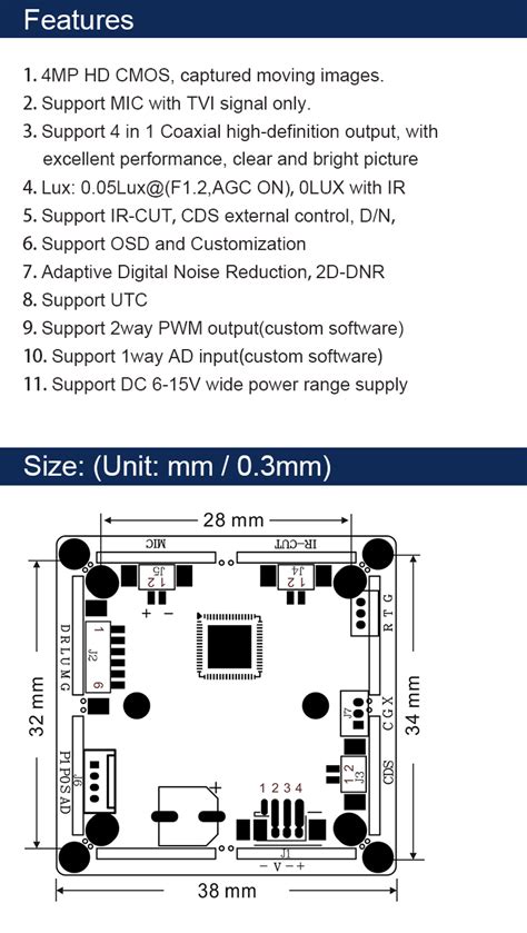 Mp Starlight Lux Color Vision Cctv Camera Pcb Board Security