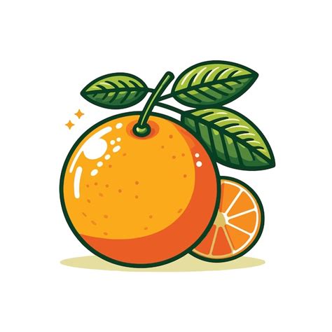 An Orange With A Green Leaf On It And A White Background Premium Ai