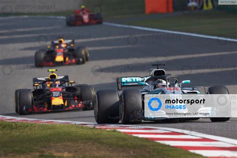 Lewis Hamilton Mercedes Amg F1 W09 Leads Max Verstappen Red Bull Racing Rb14 Tag Heuer And