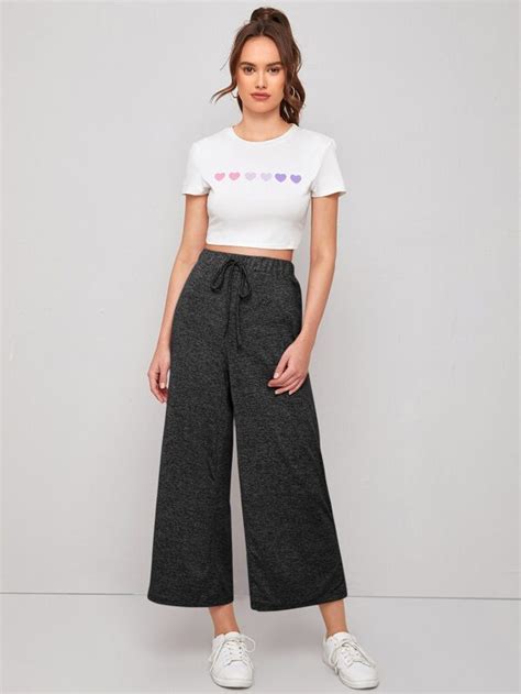 Shein Mulvari Knot Waist Wide Leg Pants Shein Usa