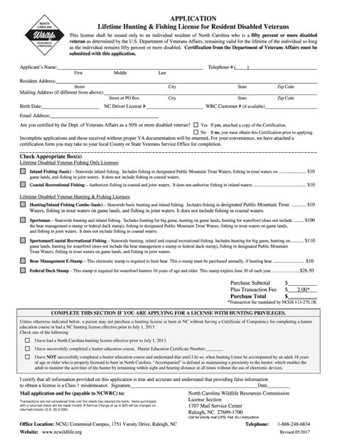 2017 2025 Form Nc Lifetime Hunting And Fishing License For Resident