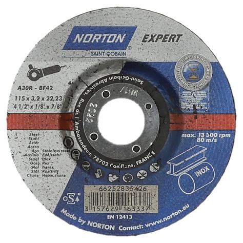 DISCO ABRASIVO NORTON EXPERT Ø115 mm SPESSORE 3 2 mm TAGLIO E SBAVO INOX