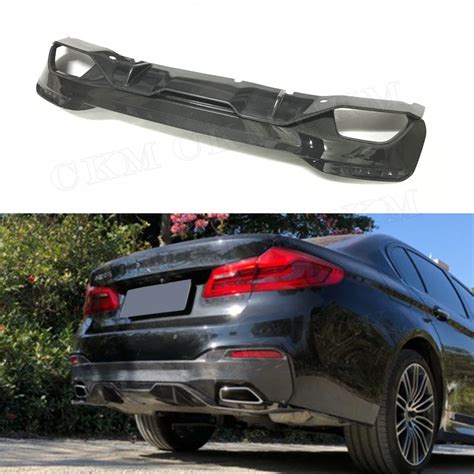 5 Series Carbon Fiber Double Rear Bumper Lip Diffuser Spoiler For BMW