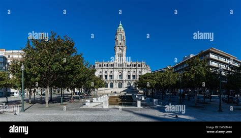 A Panorama Picture Of The Porto City Hall And The Avenida Dos Aliados