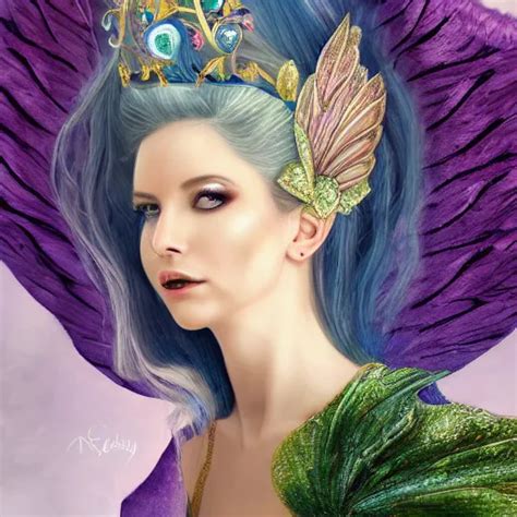 Detailed Portrait Of A Fairy Queen With Wings Wearing Stable