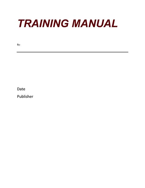 Training Manual Templates Free Download