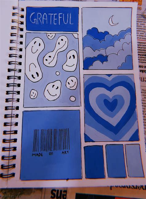 Blue Moodboard Collage Doodle Art Designs Easy Doodle Art Sketch Book