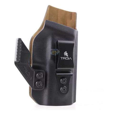 Coldre Troia Kydex Couro P Compact M Destro Na Pesca Cia Armas