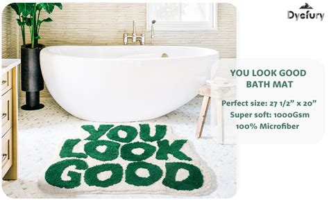 Amazon DyeFury You Look Good Bath Mat Green Cute Cool Bathroom Rug