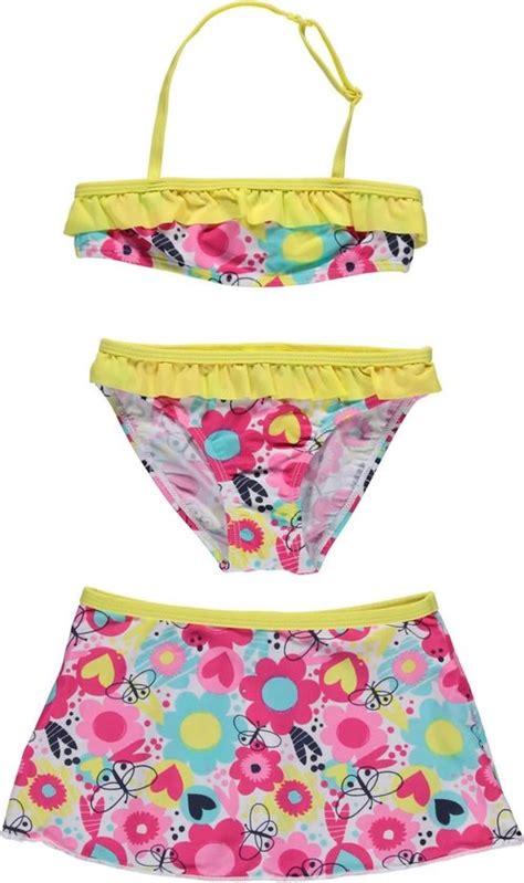 Losan Meisjes Bikini Met Rokje Geel Met Bloemen Maat Bol