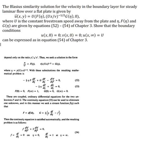 Solved The Blasius Similarity Solution For The Velocity In The